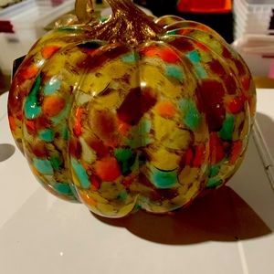 Multi color glass pumpkin with light
